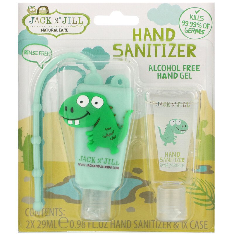 Hand Sanitiser & Holder Alcohol Free-Dino 2x29ml